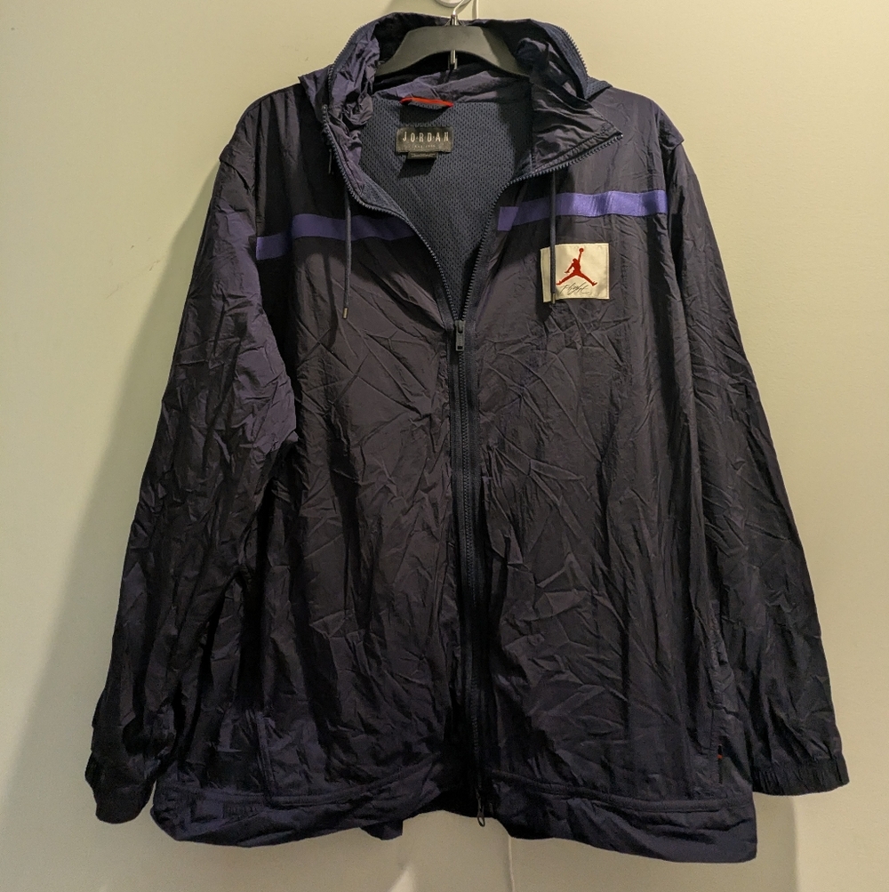 Air Jordan Wings of Flight Windbreaker Men's XXL Hooded Zip Up Navy/Purple